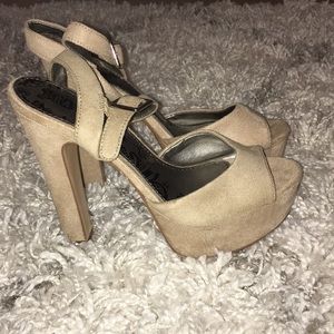 Tan Plat Suede Brash Heels